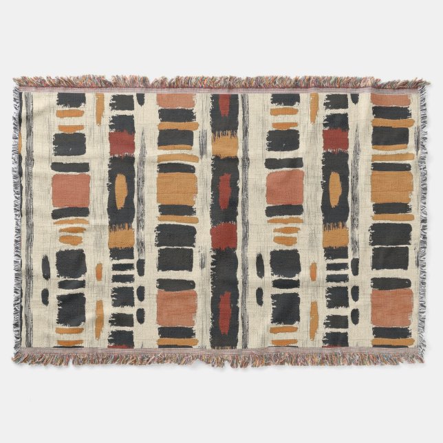 Manta Rustic Mudcloth Geometric Pattern (1) (Anverso)