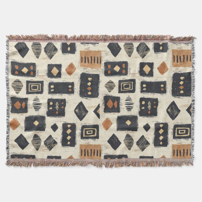 Manta Rustic Mudcloth Geometric Pattern (2) (Anverso)
