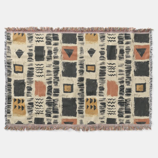 Manta Rustic Mudcloth Geometric Pattern (3) (Anverso)