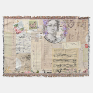 Manta Rústico, vintage, collage, floral, chic, elegante