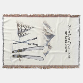 Manta Rústico Watercolor Ski Snow Tree Mountain Winter