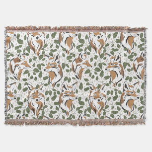 Manta Rústico Watercolor Woodlands Fox Pattern