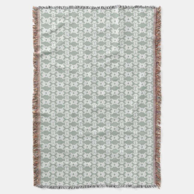 Manta Sage Green Damask (Frente vertical)