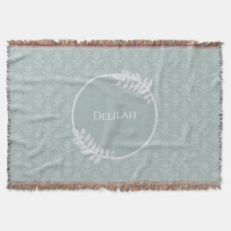 Manta Sage Green Elegant Damask Personalizado