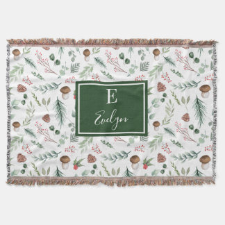 Manta Sage Green Holiday Personalized Throw Blanket