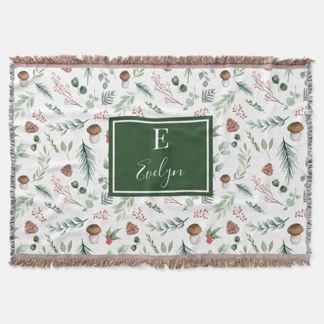 Manta Sage Green Holiday Personalized Throw Blanket (Anverso)