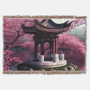 Manta Sakura Cherry Blossom Garden Shrine Pond Japonés
