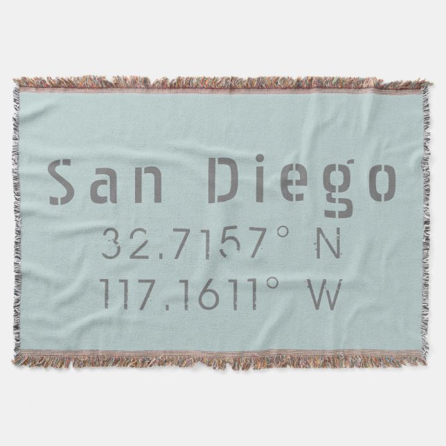 Manta San Diego, longitud y latitud de California (Anverso)