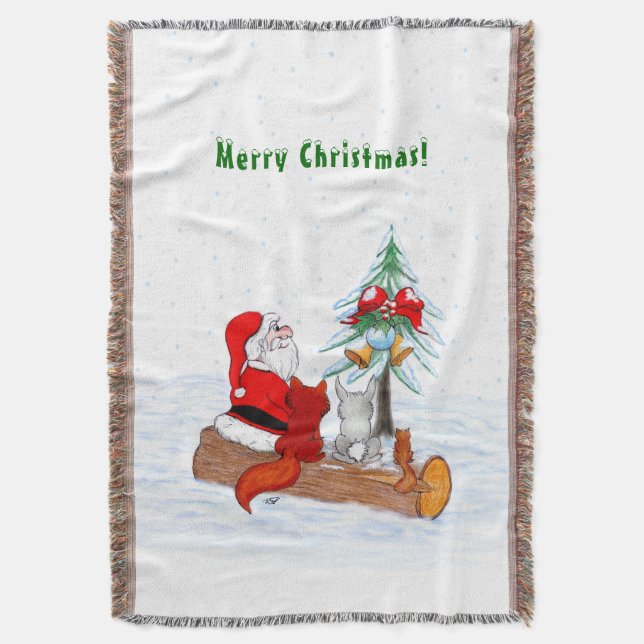 Manta Santa Claus con Fox de Conejo y Squirrel (Frente vertical)