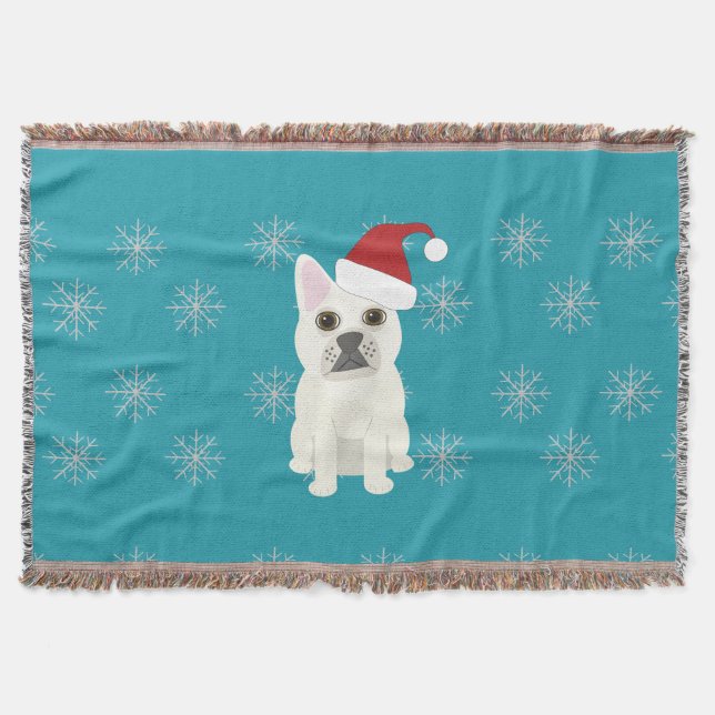 Manta Santa Frenchie, Snowflakes Blue (Anverso)