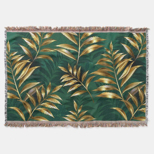Manta Seamless pattern with golden ferns (Anverso)