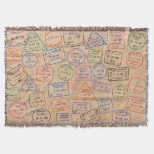 Manta Sellos de pasaporte vintage coloridos Efímera de v