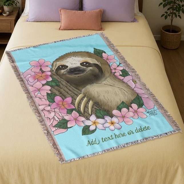 Manta Sereno Sloth Floral Rosa Alegria (Subido por el creador)