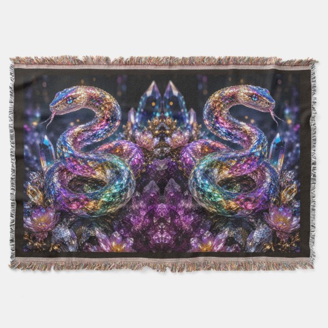 Manta Serpiente de cristal de lujo | Glam negro dorado (Anverso)