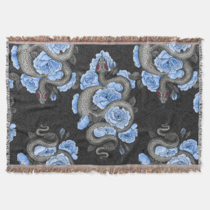 Manta Serpientes y rosas azules