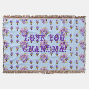Manta Shabby Chic Floral Love You Grandma Thing Rug