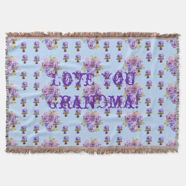 Manta Shabby Chic Floral Love You Grandma Thing Rug (Anverso)