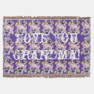 Manta Shabby Chic Floral Love You Grandma Thing Rug