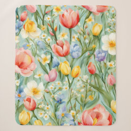 Manta Sherpa С campo floral de primavera lleno de color. Pintur