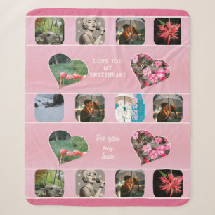 Manta Sherpa 10 personalizado rosa moderno de collage de fotogr