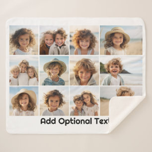 Manta Sherpa 12 Collage de cuadrícula fotográfica - blanco - ne