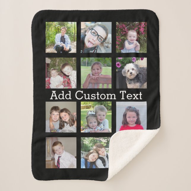 Manta Sherpa 12 Collage de fotos con fondo negro (Anverso)