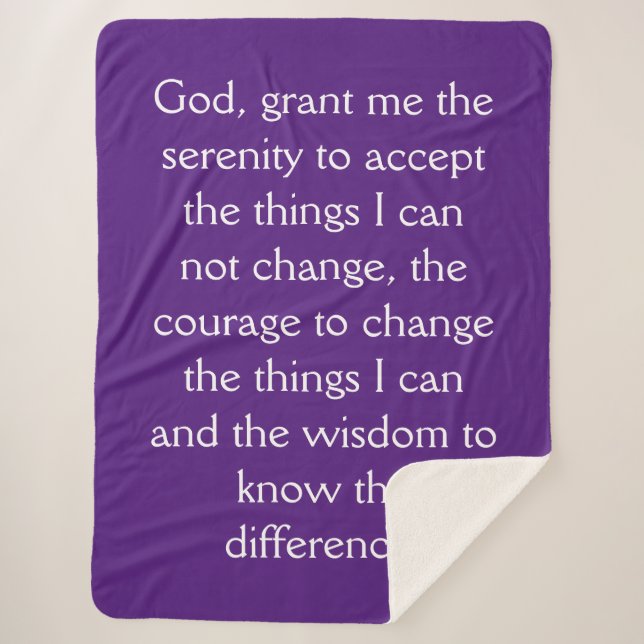 Manta Sherpa 12 Step Sobriety Recuperación Serenity Prayer Blan (Anverso)