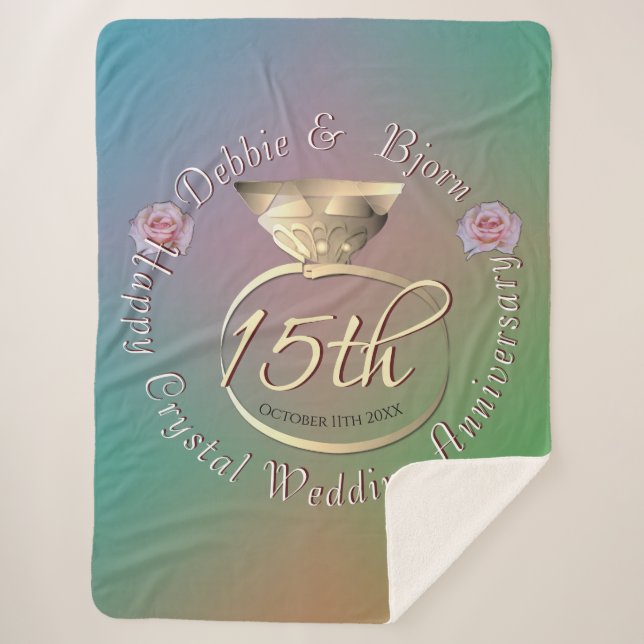 Manta Sherpa 15° aniversario de Crystal Boda Sherpa Blanket (Anverso)