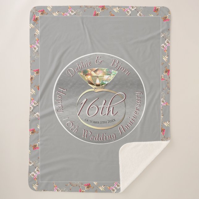 Manta Sherpa 16.º aniversario Boda Wax Peridot (Anverso)