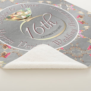 Manta Sherpa 16° Aniversario Boda Cera, Peridot y Satice