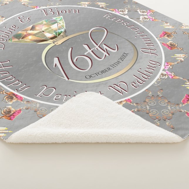 Manta Sherpa 16° Aniversario Boda Cera, Peridot y Satice (3/4)