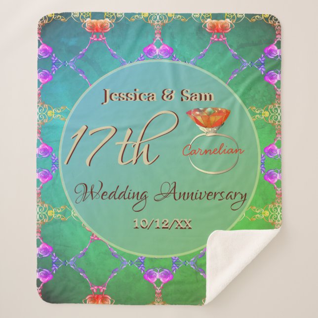 Manta Sherpa 17.º aniversario Boda Carnelian Sherpa Blanket (Anverso)