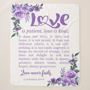 Manta Sherpa 1 Corintios 13:4-8 El amor es la flor púrpura del