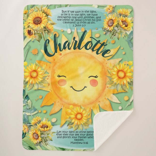 Manta Sherpa 1 Juan 1:7, Mujeres cristianas Sunshine Blanket (Anverso)