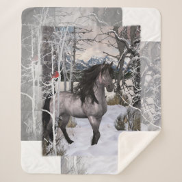 Manta Sherpa 2024 Winter Wishes Horse - Color personalizar