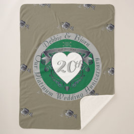 Manta Sherpa 20.º Emblema De Esmeralda Verde Y Gris Corazón