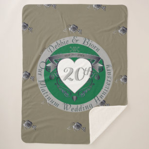 Manta Sherpa 20.º Emblema De Esmeralda Verde Y Gris Corazón