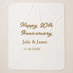 Manta Sherpa 20 aniversario feliz nombre dorado pardo datsimple