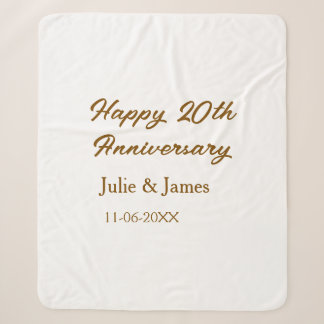 Manta Sherpa 20 aniversario feliz nombre dorado pardo datsimple