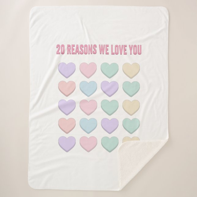 Manta Sherpa 20 razones por las que te amamos - Regalo de cumpl (Anverso)