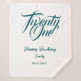 Manta Sherpa 21st birthday add name date year blue template thi