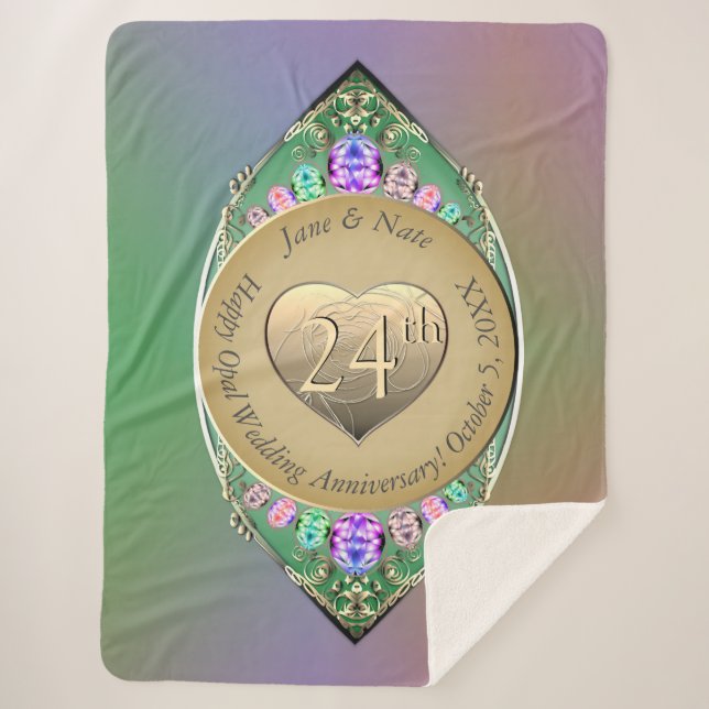 Manta Sherpa 24° Aniversario de Opal Boda (Anverso)