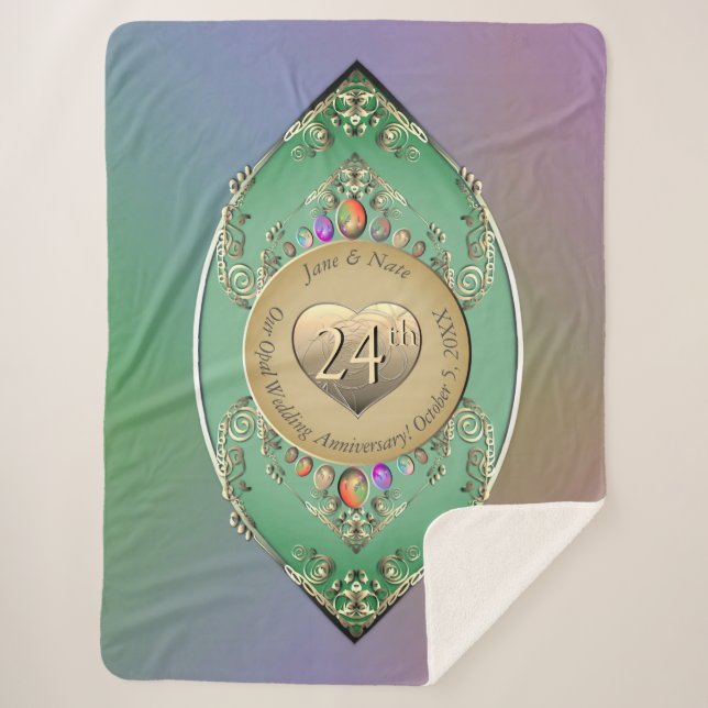 Manta Sherpa 24° Aniversario de Opal Boda (Anverso)