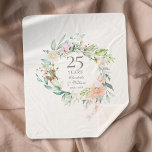 Manta Sherpa 25° Aniversario del Boda de Plata Floral Garland<br><div class="desc">Con una delicada acuarela floral,  esta manta de moda botánica de 25 años de boda keepsake sherpa puede ser personalizada con su información especial de aniversario en una elegante tipografía de plata. Diseñado por Thisisnotme©</div>