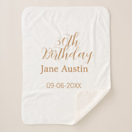 Manta Sherpa 30th birthday copper brown simple stylish name dat