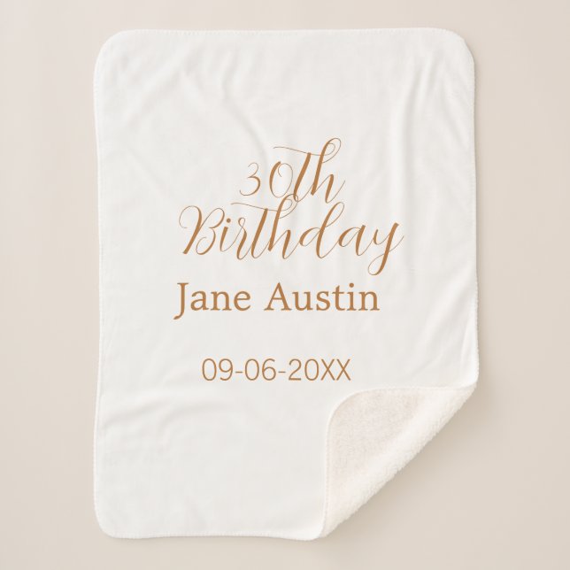 Manta Sherpa 30th birthday copper brown simple stylish name dat (Anverso)