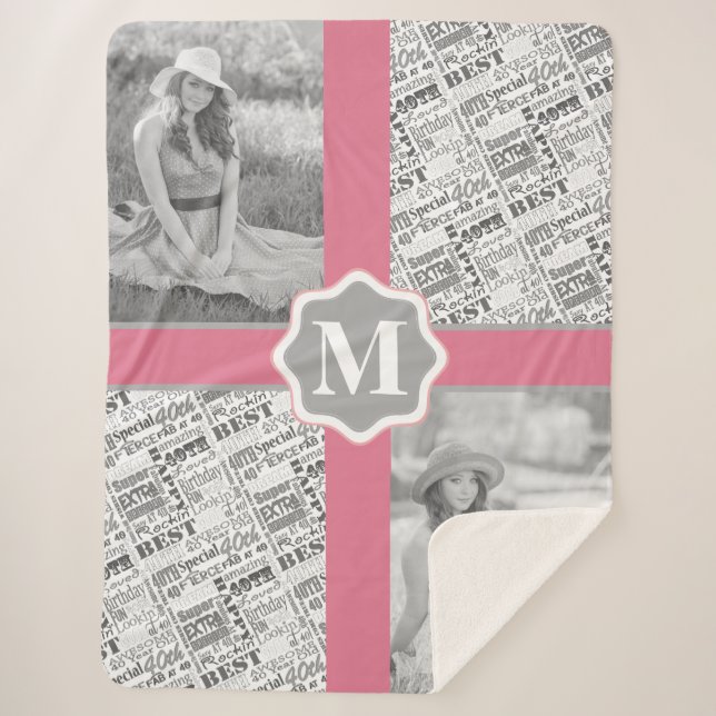 Manta Sherpa 40.º Monograma Personalizado Especial Fiesta de Cu (Anverso)