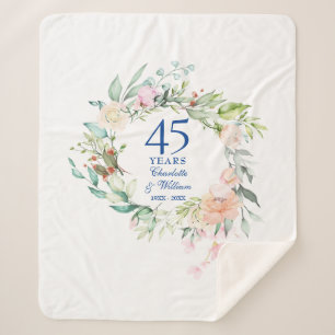 Manta Sherpa 45.º 65º Aniversario Boda Floral Garland