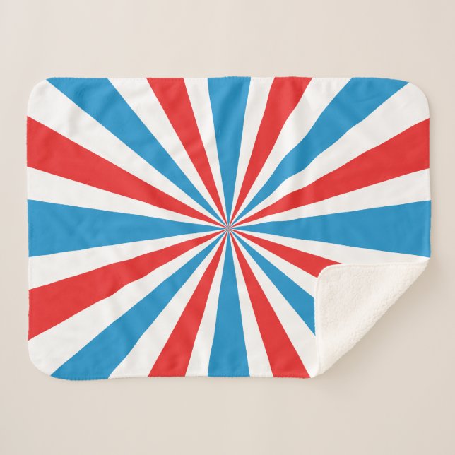 Manta Sherpa 4 de julio, arrebato de sol rojo, blanco y azul (Anverso (horizontal))