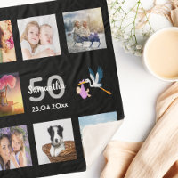50.º collage de fotos de cumpleaños negro